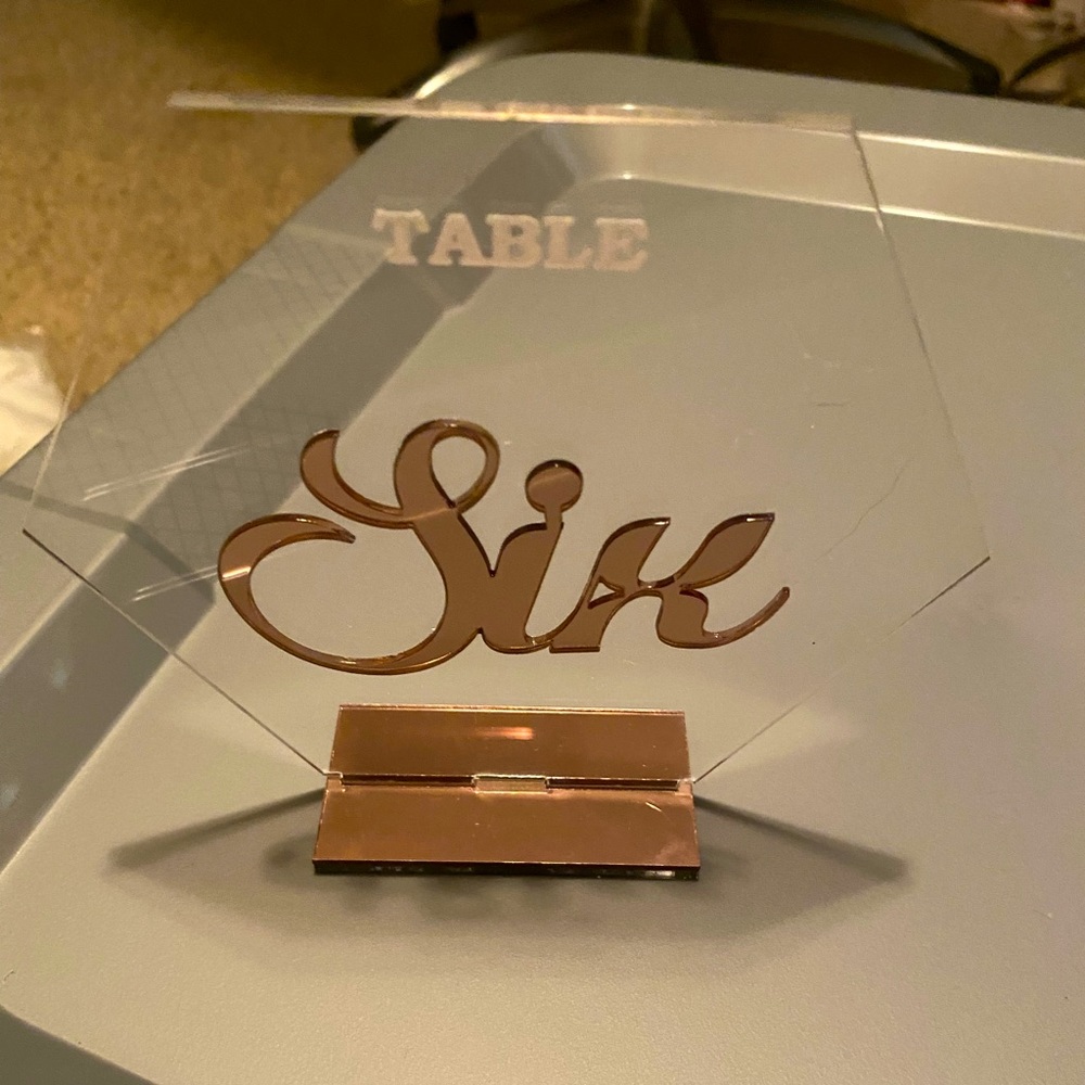 rose gold and acrylic table numbers 1-10